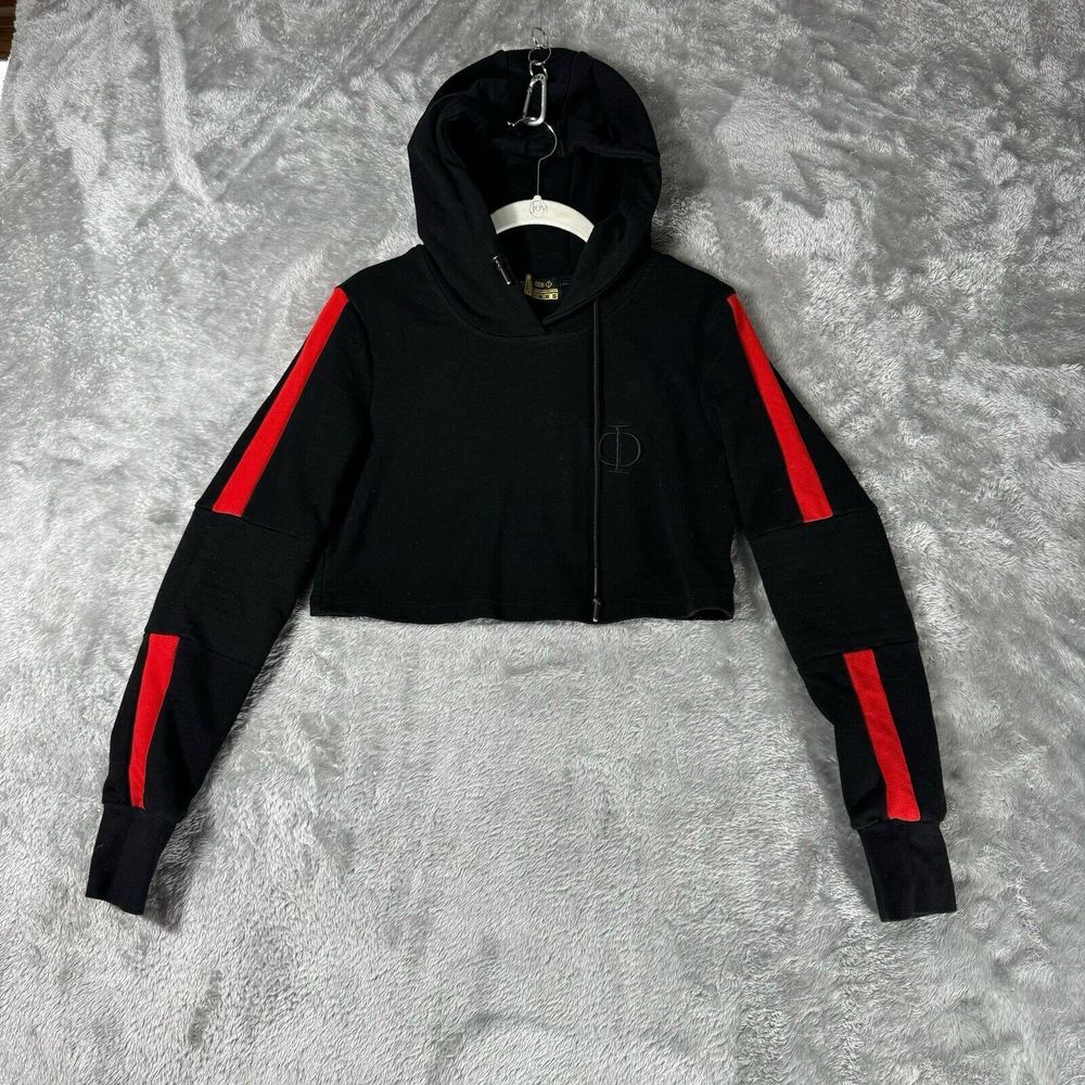 Odin Gear Crop Top Workout Hoodie XS Black‎ Gym Pullover Sweatshirt Athleisure